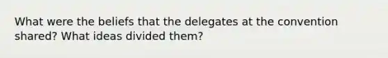 What were the beliefs that the delegates at the convention shared? What ideas divided them?