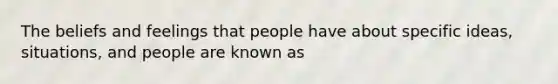 The beliefs and feelings that people have about specific ideas, situations, and people are known as