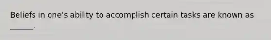 Beliefs in one's ability to accomplish certain tasks are known as ______.