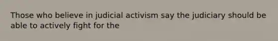 Those who believe in judicial activism say the judiciary should be able to actively fight for the