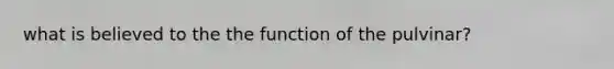 what is believed to the the function of the pulvinar?