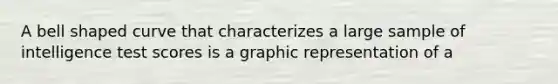 A bell shaped curve that characterizes a large sample of intelligence test scores is a graphic representation of a