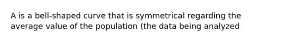 A is a bell-shaped curve that is symmetrical regarding the average value of the population (the data being analyzed