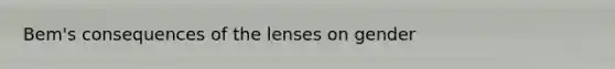 Bem's consequences of the lenses on gender