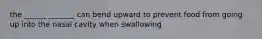 the ______ _______ can bend upward to prevent food from going up into the nasal cavity when swallowing