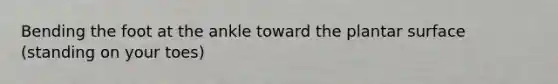 Bending the foot at the ankle toward the plantar surface (standing on your toes)