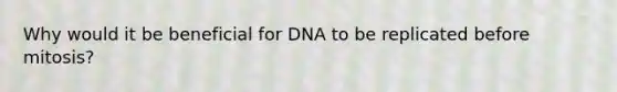 Why would it be beneficial for DNA to be replicated before mitosis?