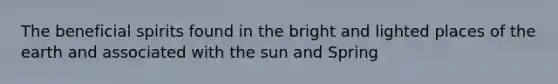 The beneficial spirits found in the bright and lighted places of the earth and associated with the sun and Spring