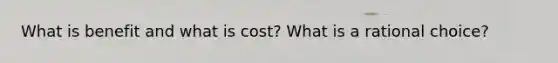 What is benefit and what is cost? What is a rational choice?