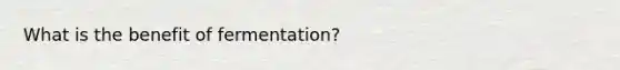 What is the benefit of fermentation?