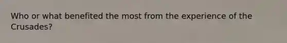 Who or what benefited the most from the experience of the Crusades?