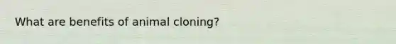 What are benefits of animal cloning?