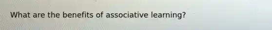 What are the benefits of associative learning?