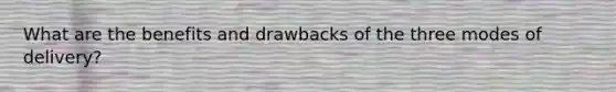 What are the benefits and drawbacks of the three modes of delivery?