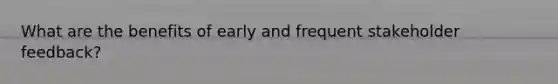 What are the benefits of early and frequent stakeholder feedback?