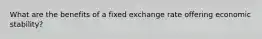 What are the benefits of a fixed exchange rate offering economic stability?