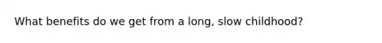 What benefits do we get from a long, slow childhood?