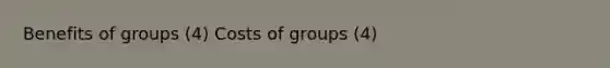 Benefits of groups (4) Costs of groups (4)