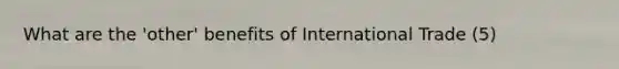 What are the 'other' benefits of International Trade (5)