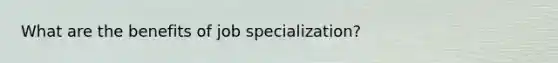 What are the benefits of job specialization?