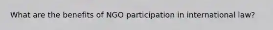 What are the benefits of NGO participation in international law?