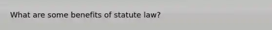 What are some benefits of statute law?