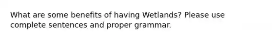 What are some benefits of having Wetlands? Please use complete sentences and proper grammar.