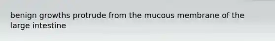 benign growths protrude from the mucous membrane of the large intestine