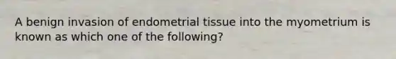 A benign invasion of endometrial tissue into the myometrium is known as which one of the following?