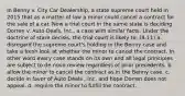 In Benny v. City Car Dealership, a state supreme court held in 2015 that as a matter of law a minor could cancel a contract for the sale of a car. Now a trial court in the same state is deciding Dorren v. Auto Deals, Inc., a case with similar facts. Under the doctrine of stare decisis, the trial court is likely to: (8-11) a. disregard the supreme court's holding in the Benny case and take a fresh look at whether the minor to cancel the contract. In other word every case stands on its own and all legal principles are subject to de-novo review regardless of prior precedents. b. allow the minor to cancel the contract as in the Benny case. c. decide in favor of Auto Deals , Inc. and hope Dorren does not appeal. d. require the minor to fulfill the contract.