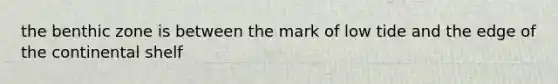 the benthic zone is between the mark of low tide and the edge of the continental shelf