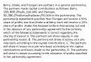 Berry, Drake, and Flanigan are partners in a general partnership. The partners made capital contributions as follows: Berry, 150,000; Drake,100,000; and Flanigan, 50,000. Drake made a loan of50,000 to the partnership. The partnership agreement specifies that Flanigan will receive a 50% share of profits and that Drake and Berry each will receive a 25% share of profits. Under the Revised Uniform Partnership Act and in the absence of any partnership agreement to the contrary, which of the following statements is correct regarding the sharing of losses? A. The partners will share equally in any partnership losses. B. The partners will share in losses on a pro rata basis according to the capital contributions. C. The partners will share in losses on a pro rata basis according to the capital contributions and loans made to the partnership. D. The partners will share in losses according to the allocation of profits specified in the partnership agreement.