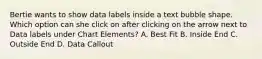 Bertie wants to show data labels inside a text bubble shape. Which option can she click on after clicking on the arrow next to Data labels under Chart Elements? A. Best Fit B. Inside End C. Outside End D. Data Callout