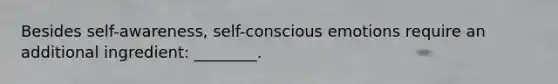 Besides self-awareness, self-conscious emotions require an additional ingredient: ________.
