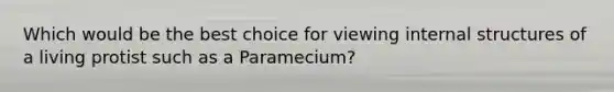 Which would be the best choice for viewing internal structures of a living protist such as a Paramecium?