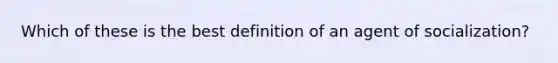 Which of these is the best definition of an agent of socialization?