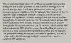 Which best describes how ATP synthase converts the potential energy of the proton gradient to the chemical energy of ATP? -Kinetic energy from the flow of protons is converted to the kinetic energy of rotation of the Fo subunit; the rotation of the Fo subunit leads to rotation of the F1 subunit, which can then catalyze ATP synthesis. -Kinetic energy from the flow of protons through the F0 subunit reduces the F1 subunit, which allows ADP to be oxidized to ATP. -Kinetic energy from the flow of protons through the F0 subunit oxidizes the F1 subunit, which allows ADP to be reduced to ATP. -Kinetic energy from the flow of protons is stored in a new electrochemical gradient within the F0 subunit. The potential energy of the electrochemical gradient, in turn, is converted to kinetic energy in the F1 subunit and used to catalyze ATP synthesis.