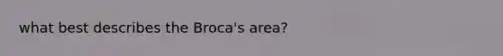 what best describes the Broca's area?