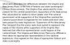 What best describes the differences between the Virginia and New Jersey Plans in the role of federal and state sovereignty? Choose three answers. The Virginia Plan advocated for more powers for the central government. Supporters of the New Jersey Plan advocated for states to retain power over the national government while supporters of the Virginia Plan wanted the national government to legislate for the states and even veto laws passed by state legislatures. Supporters of the New Jersey Plan believed that the states were best suited to represent the needs of the citizens while supporters of the Virginia Plan believed that effective representation could happen at the national level. The Virginia and New Jersey Plans only differed in their ideas for appropriate representation in the national legislature; they agreed on the ideas of appropriate federal and state sovereignty.