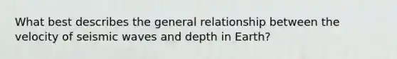 What best describes the general relationship between the velocity of seismic waves and depth in Earth?