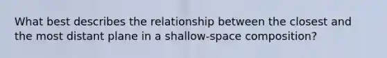 What best describes the relationship between the closest and the most distant plane in a shallow-space composition?