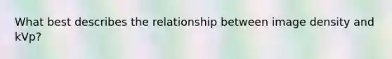 What best describes the relationship between image density and kVp?