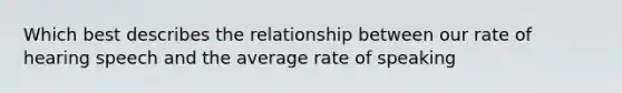 Which best describes the relationship between our rate of hearing speech and the average rate of speaking