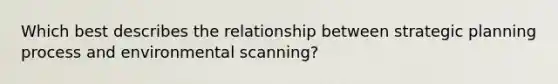 Which best describes the relationship between strategic planning process and environmental scanning?