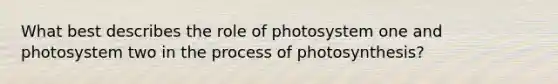 What best describes the role of photosystem one and photosystem two in the process of photosynthesis?