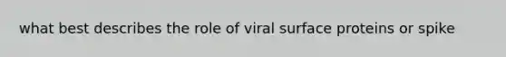 what best describes the role of viral surface proteins or spike