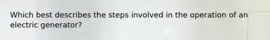 Which best describes the steps involved in the operation of an electric generator?
