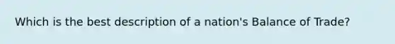 Which is the best description of a nation's Balance of Trade?