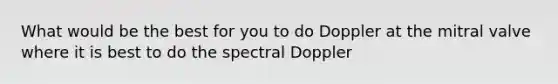 What would be the best for you to do Doppler at the mitral valve where it is best to do the spectral Doppler