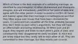 Which of these is the best example of a validating marriage, as identified by psychologists? A) When Muhammed and Shaniquita disagree, one will immediately yield his or her point of view and agree with the other person in order to avoid a conflict. B) Deion and Kwame agree that their marriage is a battleground and that they often argue over issues that have been unresolved for years. C) Laura and Lars squabble all the time, probably because they don't listen to each other's arguments, but they still have an affectionate and loving relationship. D) When Jack and Jill argue, they respect and listen to each other's point of view, and consequently their disagreements rarely escalate. E) Alice and Joe rarely argue but they rarely talk to each other at all. They are committed to their marriage, but they mostly just co-exist.